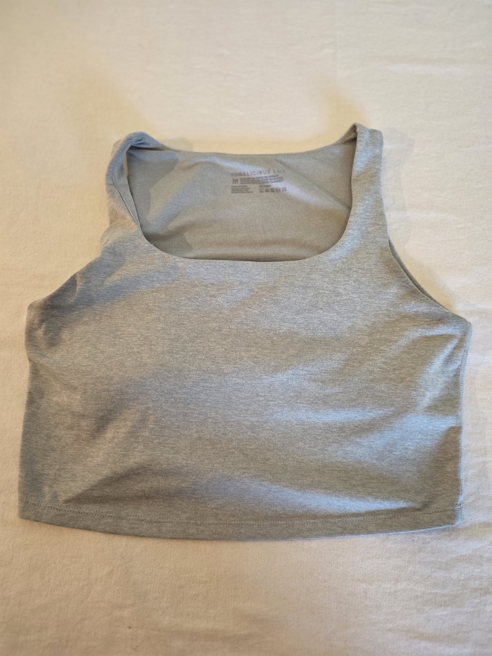 Yogalicious Light Gray Scoop Neck Crop Tank